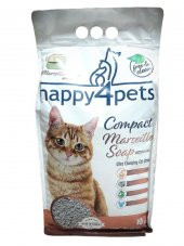 Happy4Pets Topaklaşan Kedi Kumu Marsilya Sabun Kokulu İnce Taneli 10 LT - 1