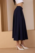 Lacivert Salaş Kesim Dokuma Etek - 5