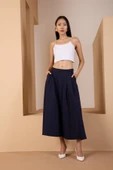 Lacivert Salaş Kesim Dokuma Etek - 1