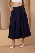 Lacivert Salaş Kesim Dokuma Etek - 2
