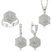 Gümüş Zirkon Taşlı Bayan Set - 1