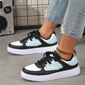 Unisex Kalın Tabanlı Spor Ayakkabı (Beyaz - Siyah - Ay-6) - 4