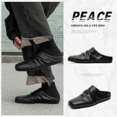 Pileli Terlik - Minimalist - Bağsız - Erkek (Siyah-1) - 7