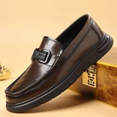 Erkek Deri Loafer Ayakkabı (Kahverengi-3) - 5