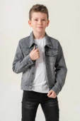 Çift Cepli Düğmeli Kot Erkek Çocuk Ceket thumbnail 3