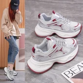 Kadın File Saya Hafif Günlük Spor Ayakkabı (Şarap Kırmızısı-3) thumbnail 1