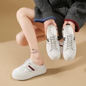 Kadın Topuklu Terlik Sneaker (Beyaz - Kırmızı) - 6