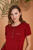 Pjs Dreaming Kadın Gold Detaylı Yaka Düğmeli Kısa Kol Pijama Takım - 5