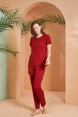 Pjs Dreaming Kadın Gold Detaylı Yaka Düğmeli Kısa Kol Pijama Takım - 4