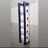 KUZELA  Metal Ahşap Banyo Havluluk Raf Vetuvalet Kağıtlığı Rafı - 3