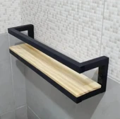 KUZELA  Metal Ahşap Banyo Havluluk Raf Vetuvalet Kağıtlığı Rafı - 5