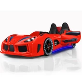 Çocuk Odası - Audi Koltuklu Arabalı Yatak - Sport 3 Kapılı Dolap, Masa, Şifonyer, Kitaplık- Kırmızı - 2