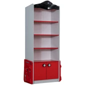 Çocuk Odası - Audi Koltuklu Arabalı Yatak - Sport 3 Kapılı Dolap, Masa, Şifonyer, Kitaplık- Kırmızı - 6