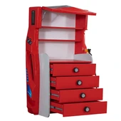 Çocuk Odası - Vento Arabalı Yatak - Sport 3 Kapılı Dolap, Masa, Şifonyer, Kitaplık - Kırmızı - 3