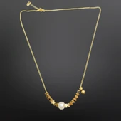 İnci Detaylı Antialerjik, 316L Çelik Gold Renk Kolye - Minimalist ve Modern - 1