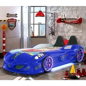 Arabalı Yatak, Jaguar Koltuklu Full Ledli Arabalı Yatak - Mavi - 1