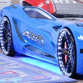 Arabalı Yatak, Mercedes Rüzgarlıklı Full Ledli Arabalı Yatak - Mavi thumbnail 3