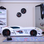 Arabalı Yatak, Jaguar Rüzgarlıklı Full Ledli Arabalı Yatak - Beyaz 1 Adet Comfort Yatak - 3