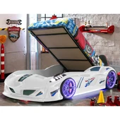 Arabalı Yatak, Jaguar Bazalı Koltuklu Full Ledli Arabalı Yatak - Beyaz 1 Adet Comfort Yatak - 2