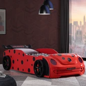 Arabalı Yatak, Ladybird Ledli Arabalı Yatak - Kırmızı - 1
