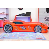 Arabalı Yatak, Jaguar Rüzgarlıklı Full Ledli Arabalı Yatak - Kırmızı - 5
