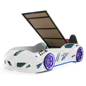 Arabalı Yatak, Jaguar Bazalı Koltuklu Full Ledli Arabalı Yatak - Beyaz 1 Adet Comfort Yatak - 3