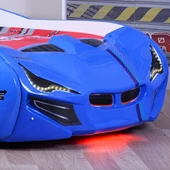 Arabalı Yatak, Mercedes Rüzgarlıklı Full Ledli Arabalı Yatak - Mavi thumbnail 4