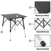 Katlanabilir Alüminyum Kamp Masası - Akordion - Madfox Skylite - Siyah - 546249 thumbnail 5