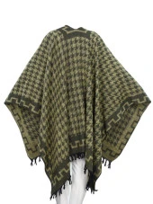 Yeşil Ve Sarı Karışımlı Akrilik Kumaş Panço - 5