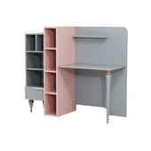 Point Genç Odası - 3 Kapılı Dolap, Karyola, Komodin, Masa - Pembe - 5