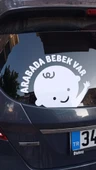 Arabada Bebek Var Araba Cam Sticker 24x28cm Tek Elli - 3