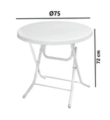 Omnipazar MT-GFM205 Rose Plastik Yuvarlak Katlanır Bahçe Balkon Masa Ø75 cm Beyaz - 2