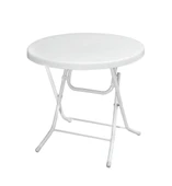 Omnipazar MT-GFM205 Rose Plastik Yuvarlak Katlanır Bahçe Balkon Masa Ø75 cm Beyaz - 1
