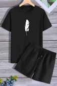 Tüy Baskılı Şort T-shirt Eşofman Takımı thumbnail 4