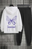 Butterfly & Letter Graphic Baskılı Eşofman Takımı thumbnail 1