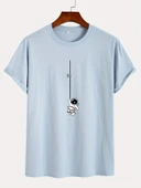 Unisex Mini Astranot Tasarım Basklı Tshirt - 1