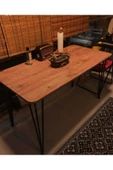 BAMBEDS MOBİLYA 70x110 Çam Metal Ayaklı Masa Mutfak Masası Çalışma Masası Bilgisayar Masası - 3