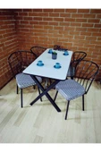 BAMBEDS MOBİLYA Masa Takımı, Yemek Masası, Mutfak Masası, Balkon Masası - 60x120 Beyaz 4 Güneş Sandalye - 3