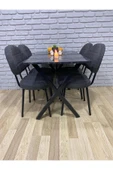BAMBEDS MOBİLYA Masa Takımı, Yemek Masası, Mutfak Masası, Balkon Masası - 60x120Siyah 4 Sandalye - 2