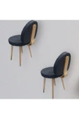 BAMBEDS MOBİLYA 2 Adet Poverty Wood Sandalye Gri Mutfak Salon Yemek Odası Sandalyesi Ahsap Ayak - 2