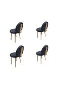 BAMBEDS MOBİLYA 4 Adet Poverty Wood Sandalye Gri Mutfak Salon Yemek Odası Sandalyesi Ahsap Ayak - 2