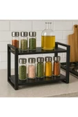 BAMBEDS MOBİLYA Metal Mutfak Tezgah Üstü Organizer 2 Raflı Banyo Mutfak Düzenleyici Siyah - 2