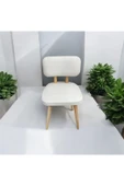BAMBEDS MOBİLYA Bambeds Mobilya, Bohem İskandinav Ahşap Sandalye Krem Mutfak Salon Yemek Odası Sandalyesi - 4