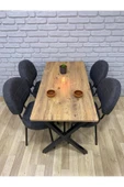 BAMBEDS MOBİLYA Masa Takımı, Yemek Masası, Mutfak Masası, Balkon Masası-60x120Çam 4 Sandalye Koyugri - 1
