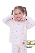 Kelebek Desenli %100 Pamuk Pembe Kız Çocuk Pijama Takımı - 2