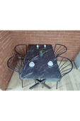 BAMBEDS MOBİLYA Masa Takımı, Yemek Masası, Mutfak Masası, Balkon Masası - 60x120 Siyah Mermer 4 Güneş Sandalye - 5