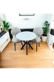 BAMBEDS MOBİLYA 70x70 Beyaz Yuvarlak Balkon Masa Ahtapot Ayak Armut Sandalye 2 Adet - 4