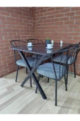 BAMBEDS MOBİLYA Masa Takımı, Yemek Masası, Mutfak Masası, Balkon Masası - 60x120 Siyah Mermer 4 Güneş Sandalye - 3