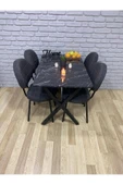 BAMBEDS MOBİLYA Masa Takımı, Yemek Masası, Mutfak Masası, Balkon Masası - 60x120Siyah 4 Sandalye - 1