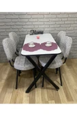 BAMBEDS MOBİLYA Masa Takımı, Yemek Masası, Mutfak Masası, 70x110Beyaz siyahdesen 4 Sandalye - 3